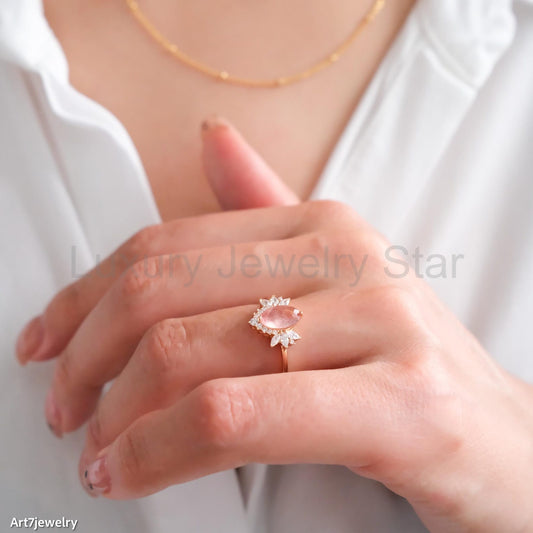 Rose strawberry quartz ring - image 2