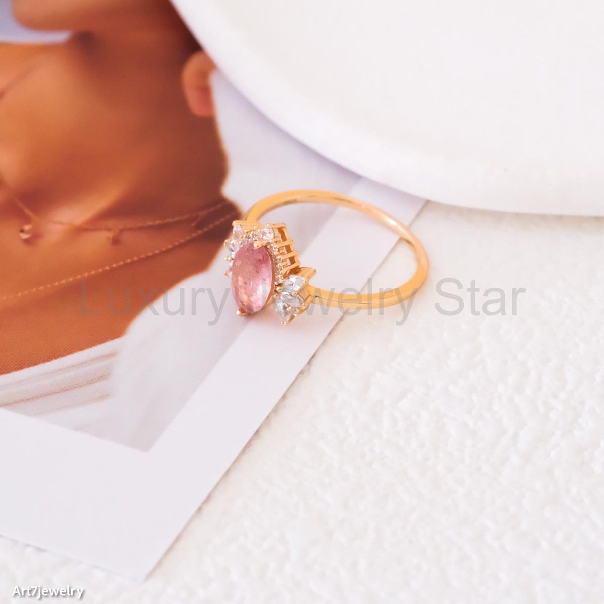 Rose strawberry quartz ring - image 3