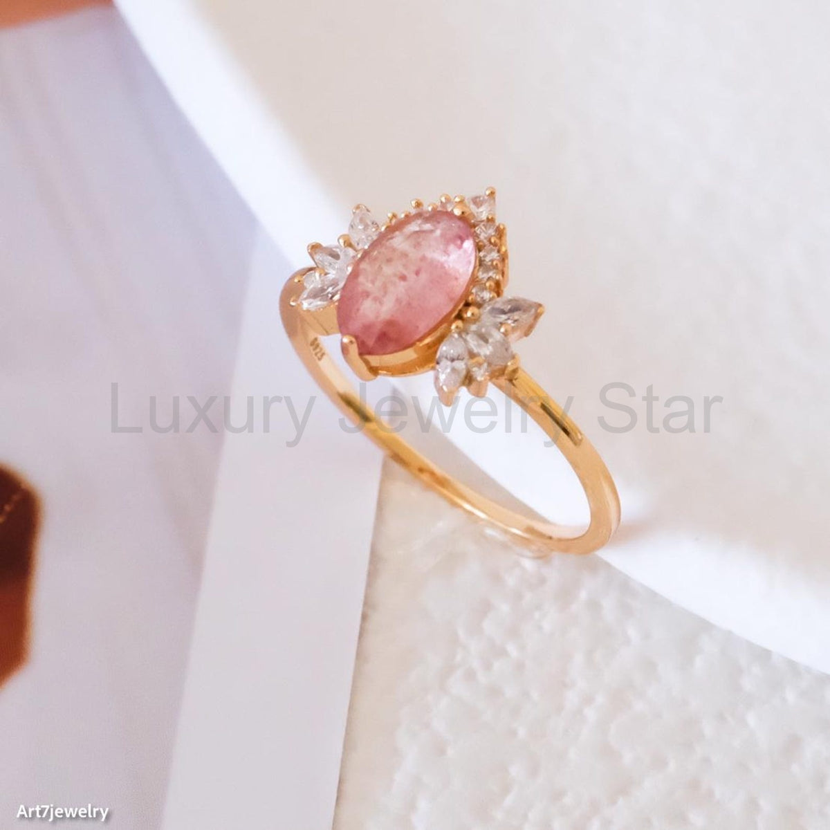 Rose strawberry quartz ring - image 7