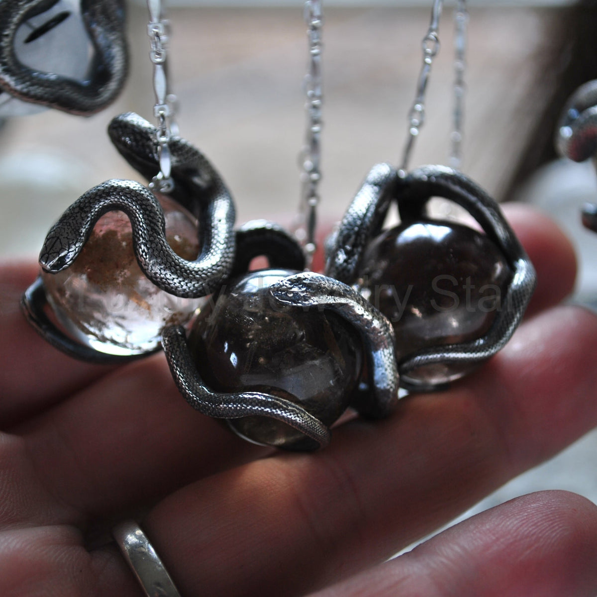 Snake Guardian - Smoky Quartz with Rainbows - image 5