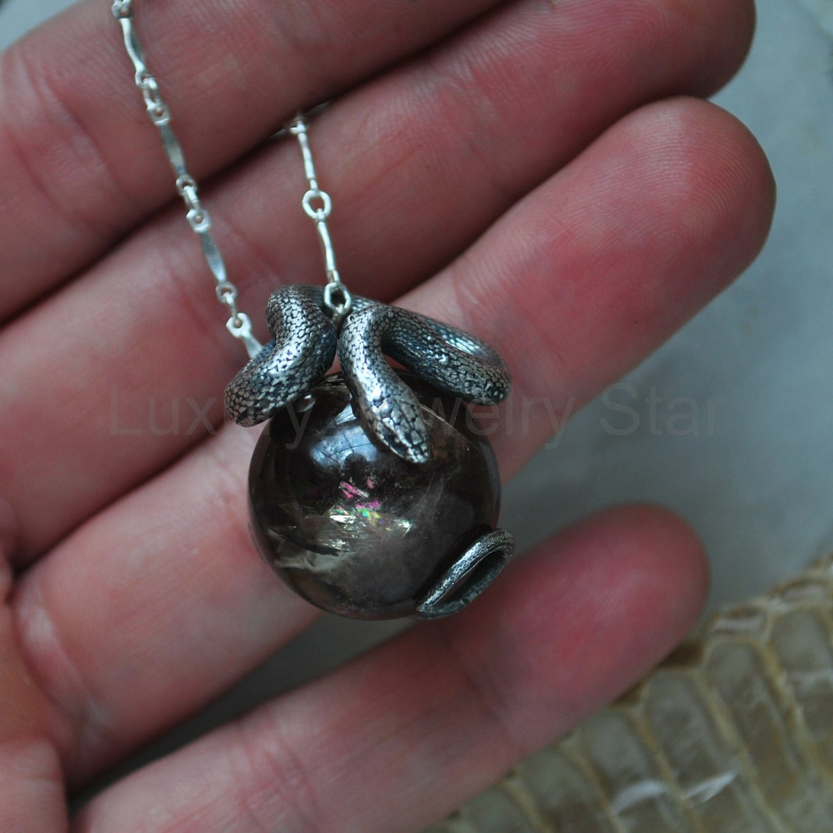 Snake Guardian - Smoky Quartz with Rainbows - image 8
