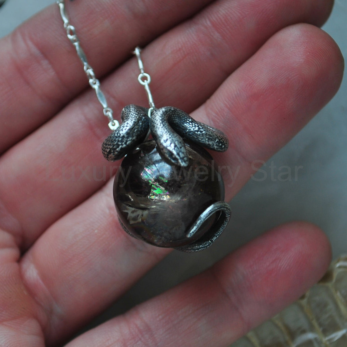 Snake Guardian - Smoky Quartz with Rainbows - image 9