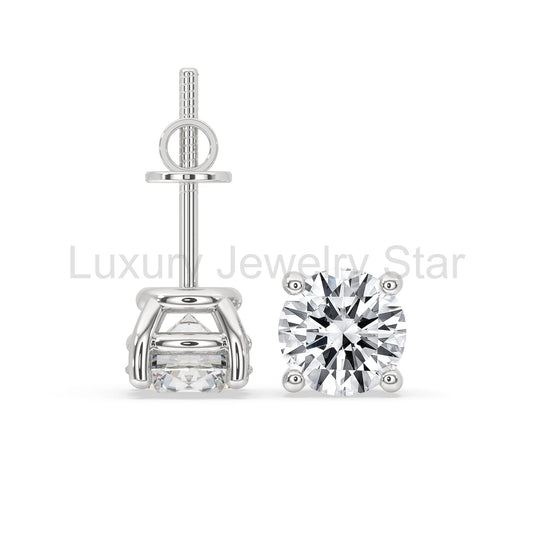 925 Silver Earrings - 5 MM Round Moissanite