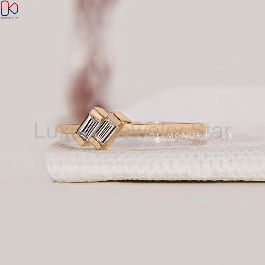 Baguette Cut 2 Diamond Engagement Ring - image 2