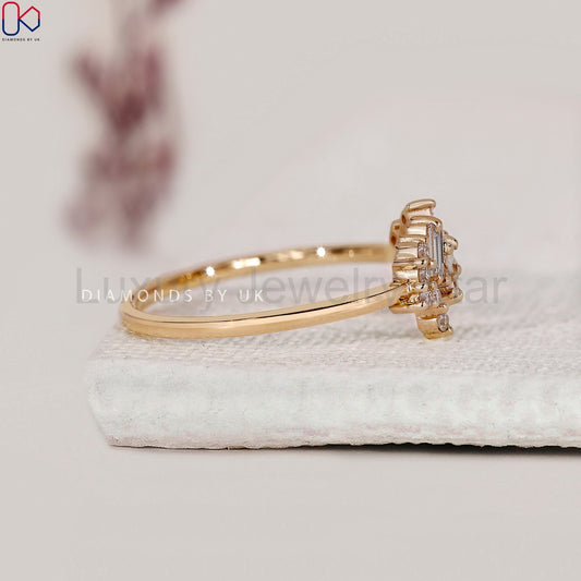 Baguette Engagement Ring In Yellow Gold - image 2