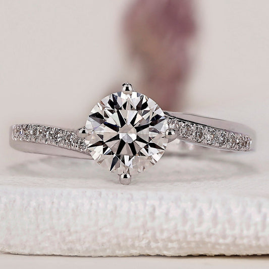 Bypass Ring - Round Cut Diamond