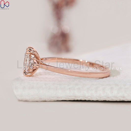 Cushion and Round Cut 3 Stone Engagement Ring - image 2