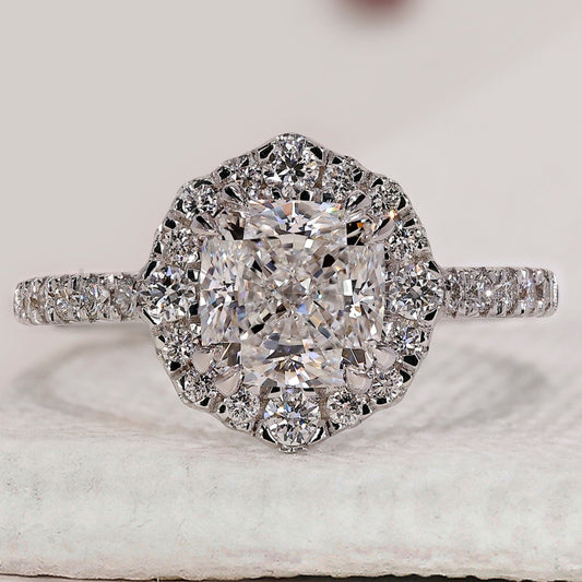 Cushion Cut Engagement Ring With Halo Style