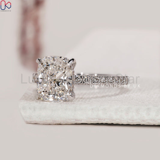 Cushion Cut Engagement Ring With Hidden Halo Style - image 2