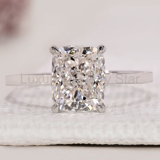Cushion Diamond Solitaire Ring In White Gold
