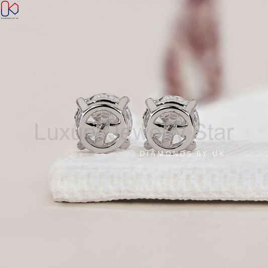 Diamond Stud Earrings - Round Old European Cut - image 2