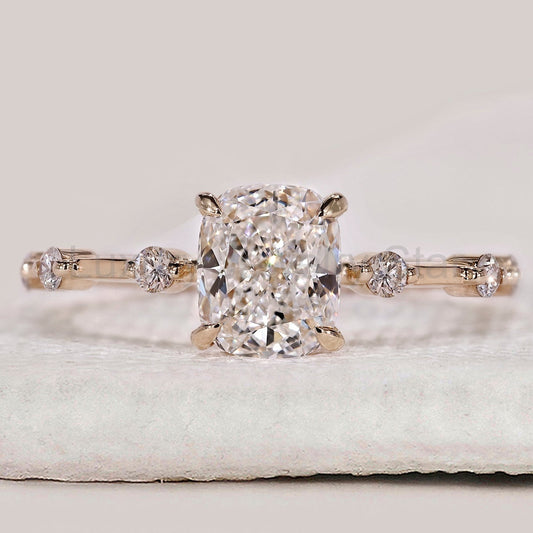 Distance Pave Elongated Cushion Engagement Ring
