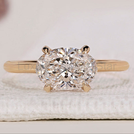East West Engagement Ring - Oval Diamond