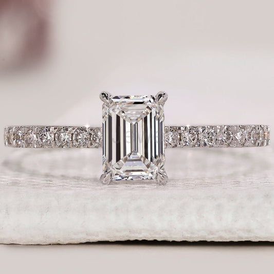 Emerald Cut Diamond Ring In White Gold
