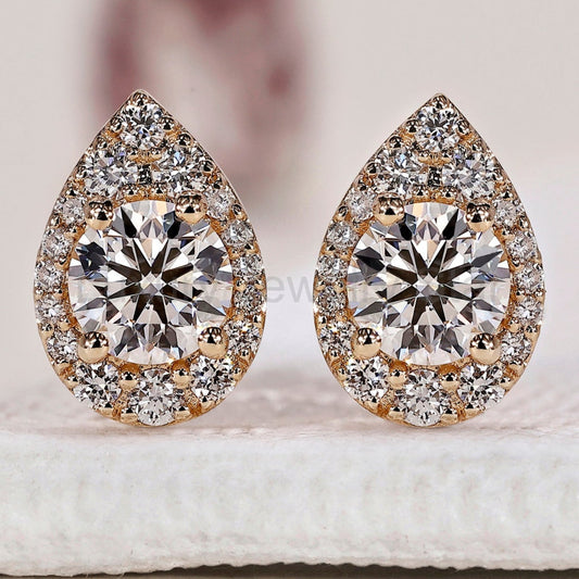 Halo Earrings - Round Diamond Stud