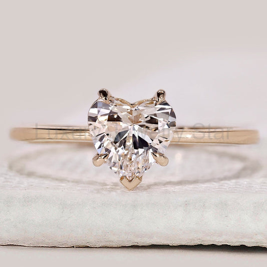 Heart Diamond Engagement Ring in Solitaire Style