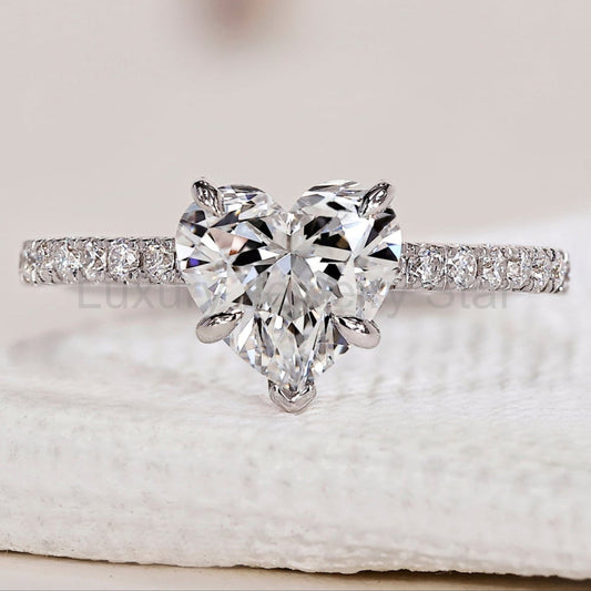Heart Diamond Ring In Pave Setting