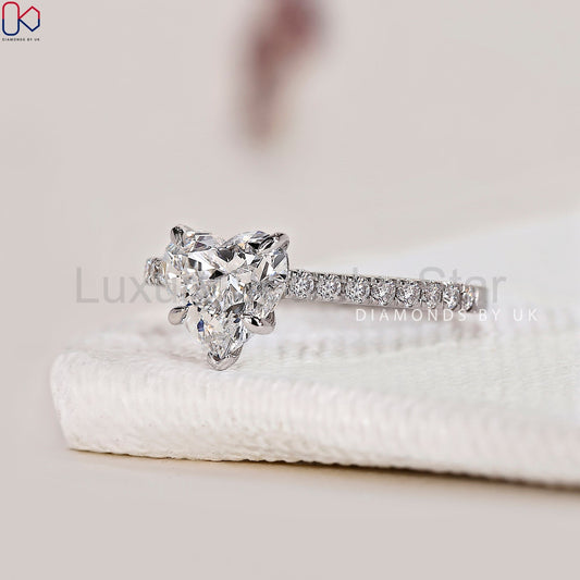 Heart Diamond Ring In Pave Setting - image 2