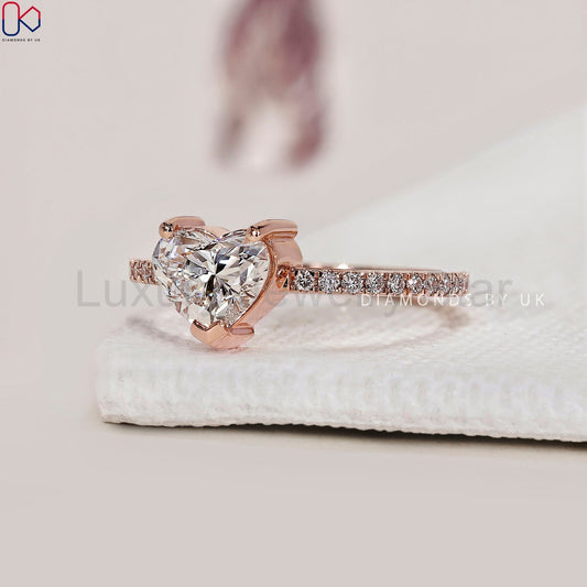 Heart Shaped Diamond Ring In Pave Setting - image 2