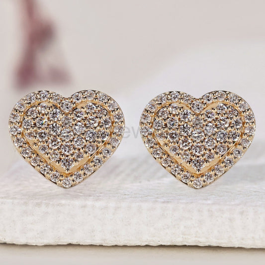 Heart Shaped Earrings - Round Diamond