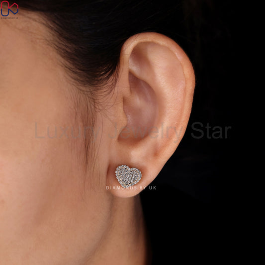 Heart Shaped Earrings - Round Diamond - image 2