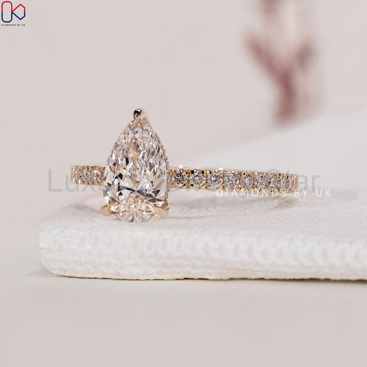 Hidden Halo Pear Cut Engagement Ring - image 2