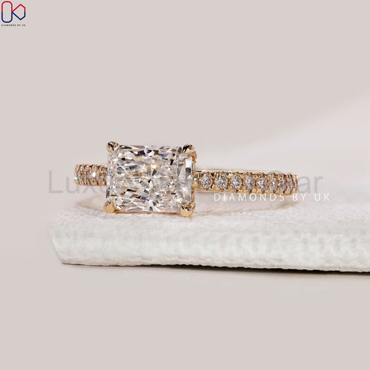 Hidden Halo Radiant Cut Ring in Yellow Gold - image 2