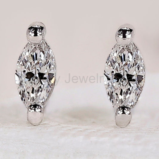 Marquise Diamond Earrings - White Gold