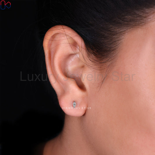Marquise Diamond Earrings - White Gold - image 2