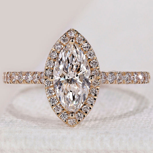 Marquise Diamond Engagement Ring With Halo Setting