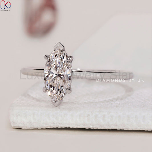 Marquise Diamond Ring - Solitaire Setting - image 2