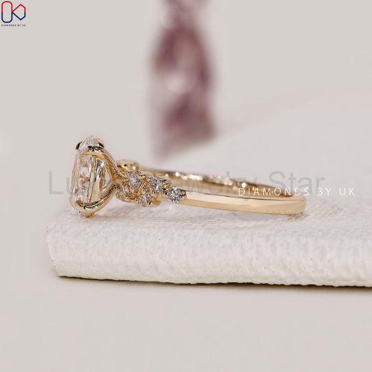 Oval Cut Diamond Ring With Zig Zag Shank Band - image 2