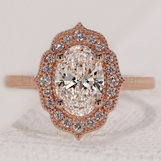 Oval Cut Engagement Ring - Halo Design