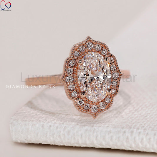 Oval Cut Engagement Ring - Halo Design - image 2