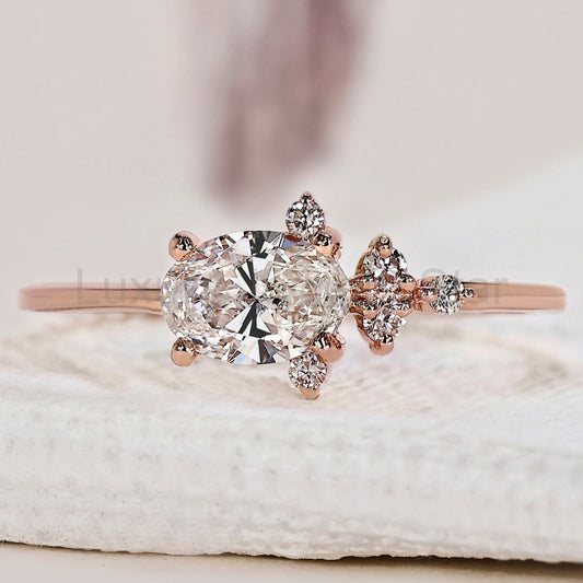 Oval Diamond East West Engagement Ring