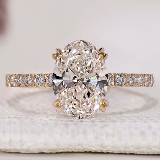 Oval Diamond Engagement Ring In Pave Setting