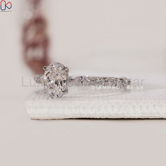 Oval Diamond Engagement Ring In White Gold - image 2