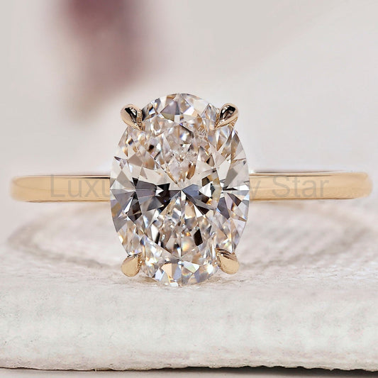 Oval Diamond Engagement Ring With Hidden Halo Style