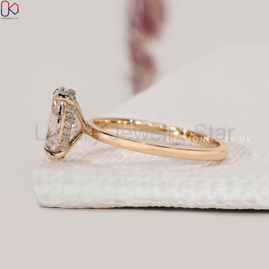 Oval Diamond Engagement Ring With Hidden Halo Style - image 2