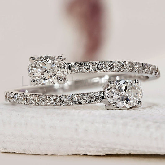 Oval Diamond Ring In Bypass Setting
