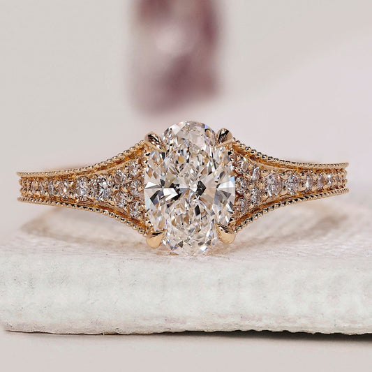 Oval Diamond Vintage Engagement Ring