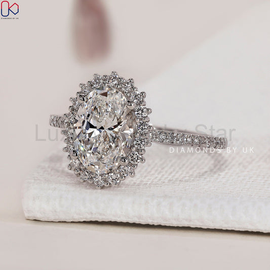 Oval Halo Engagement Ring - Pave Setting - image 2