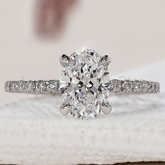 Oval Shaped Engagement Ring With Pave Setting