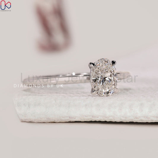 Oval Solitaire Engagement Ring In Prong Setting - image 2