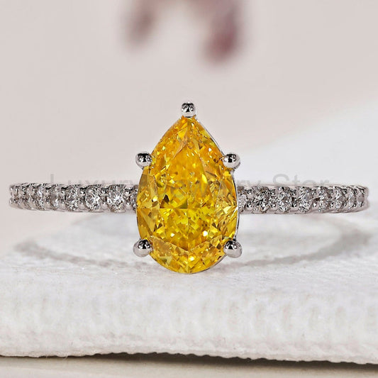 Pear Cut Yellow Diamond Ring