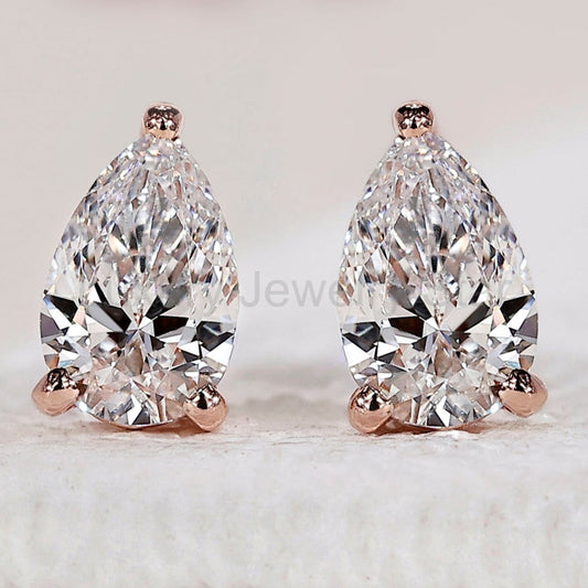 Pear Diamond Earrings - Rose Gold