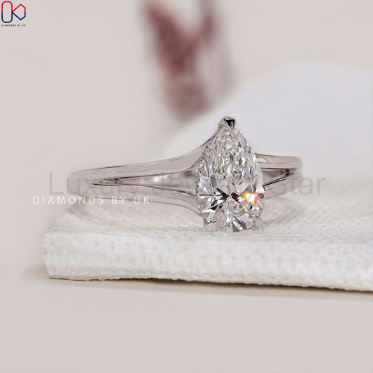Pear Shape Diamond Ring - Split Shank - image 2