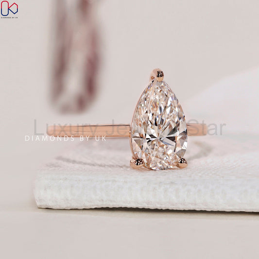 Pear Solitaire Engagement Ring - Rose Gold - image 2