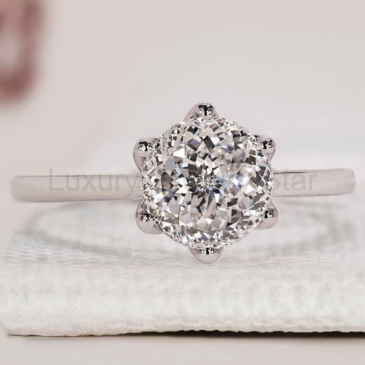 Portuguese Cut Diamond Ring In Solitaire Style