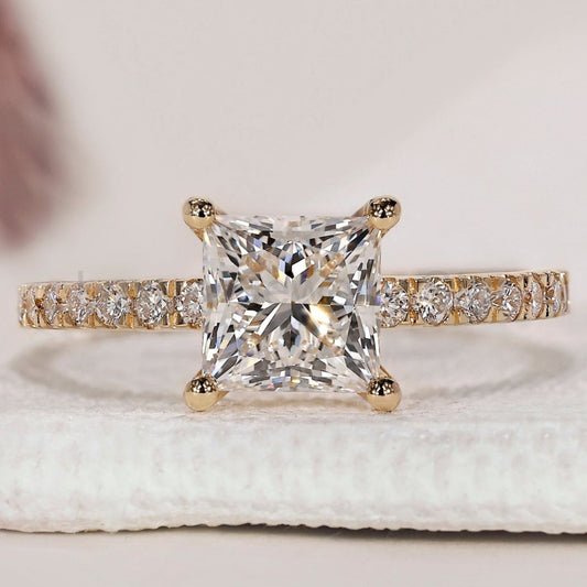 Princess Cut Engagement Ring - Pave Style